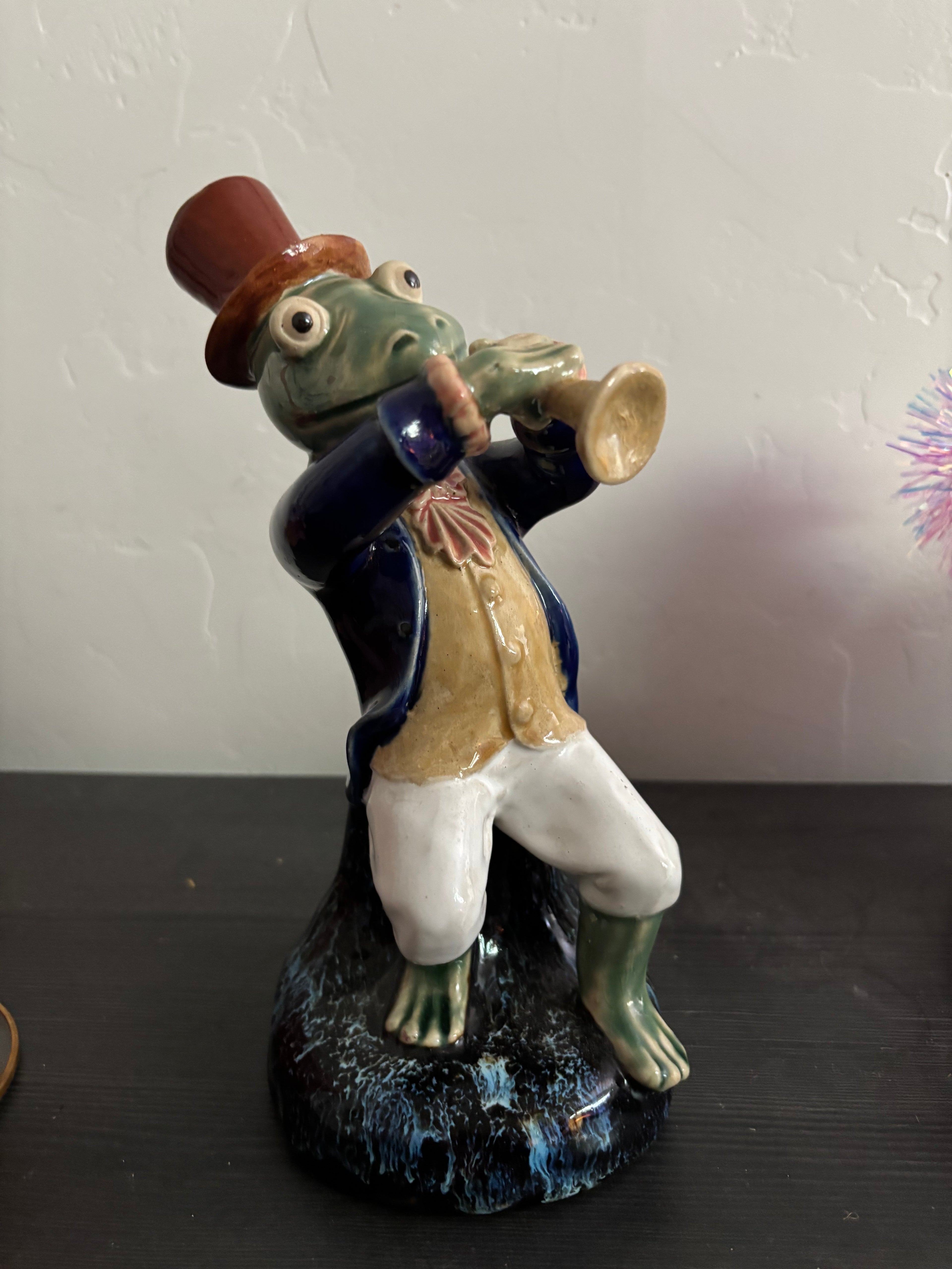 Frog Trumpet in a Tux Statue