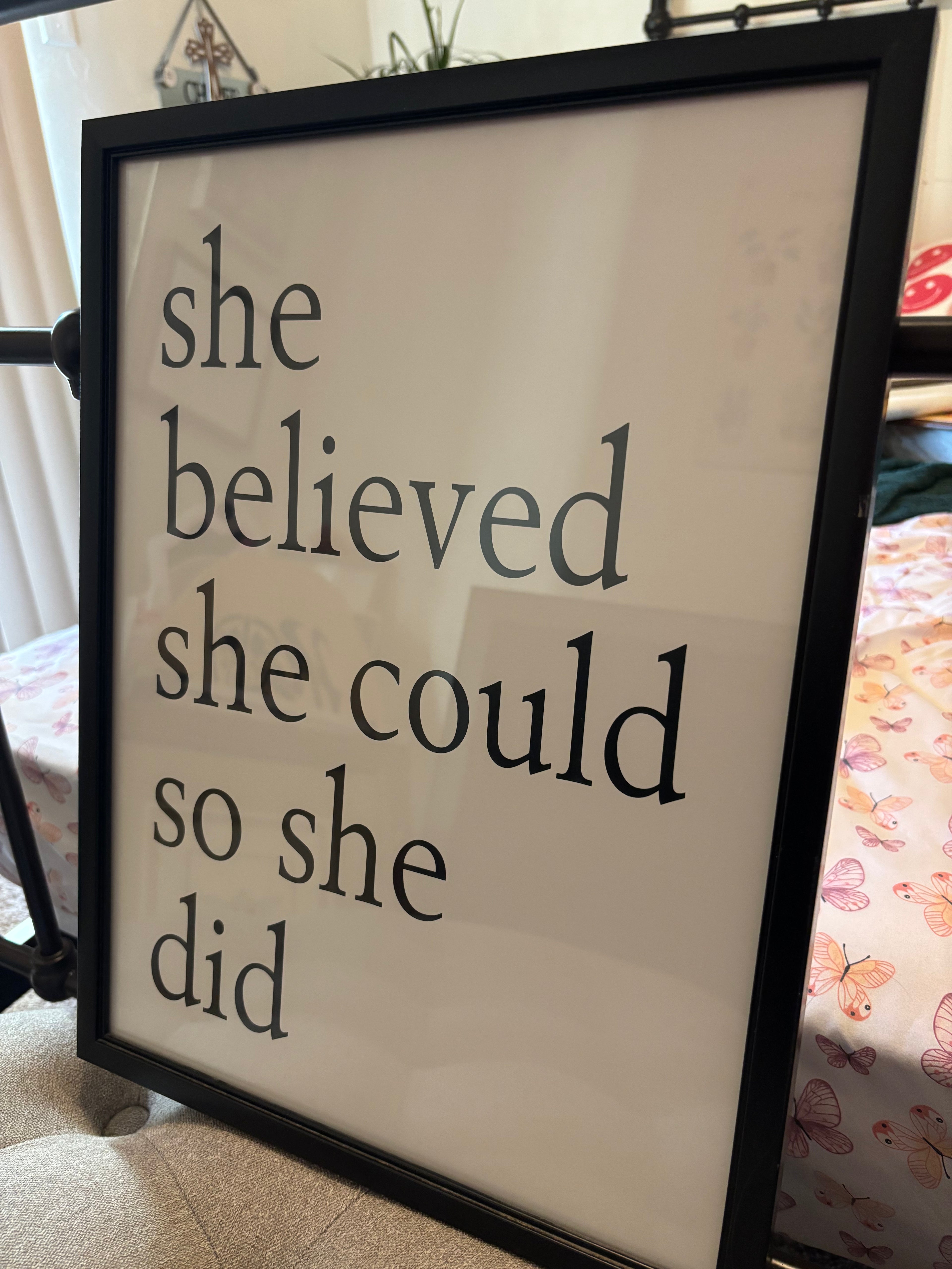 She Believed She Could So She Did" Framed Inspirational Wall Art