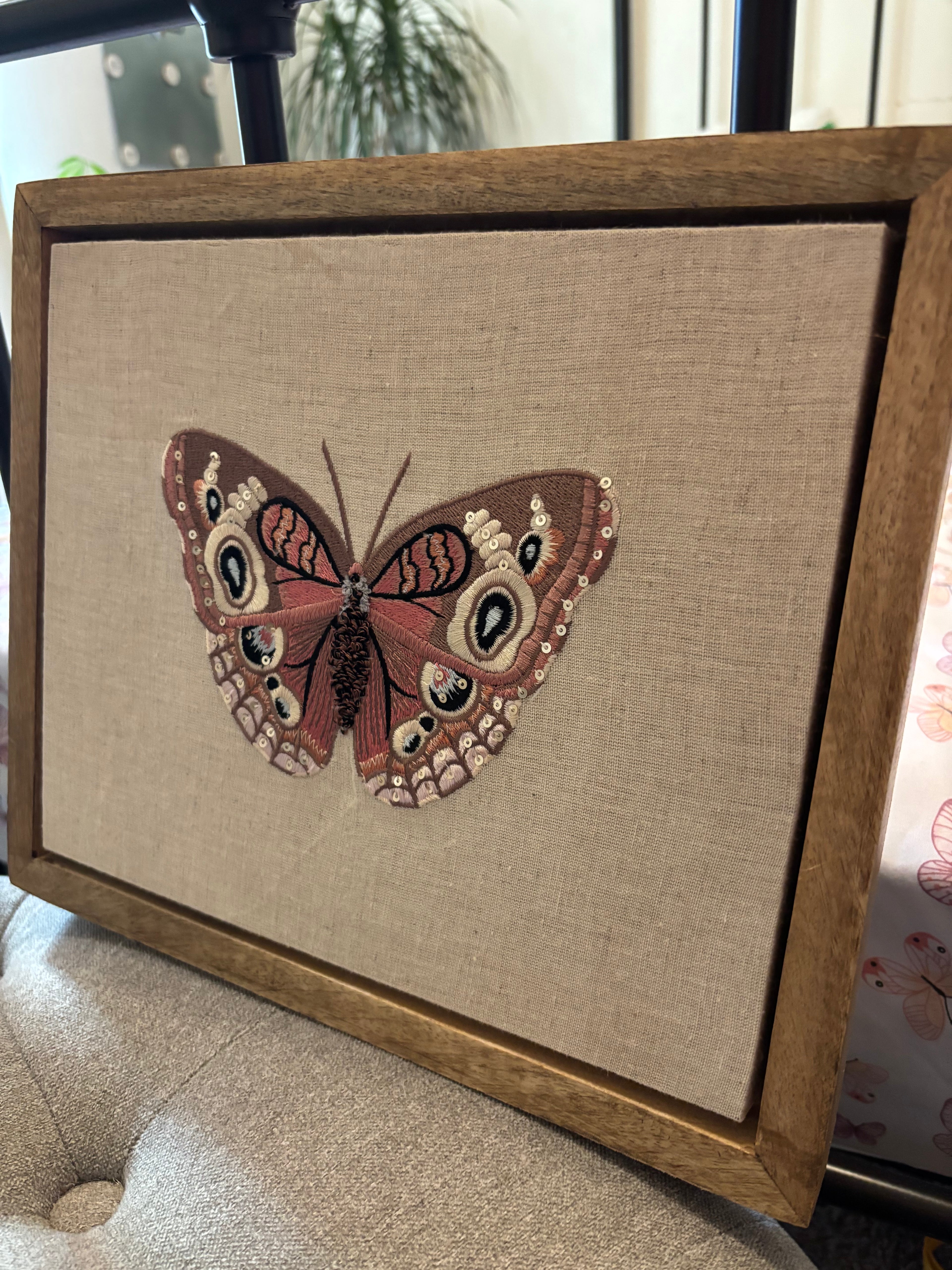 Embroidered Butterfly Wall Art
