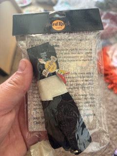 Hard Rock Cafe Collectible Guitar Pin - Black Electric Guitar with Gold Accents